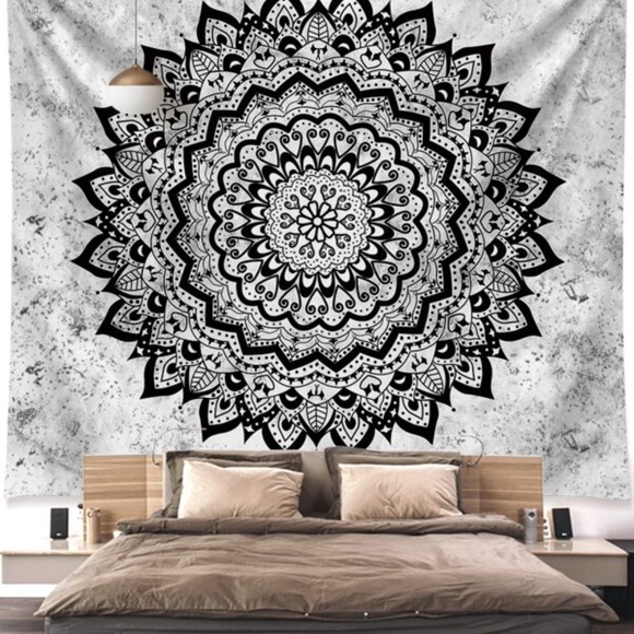 Bohemian Black Mandala Wall Tapestry Decor - Picture 3 of 5